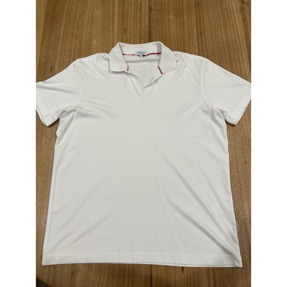 Tom James Polo Shirt Mens Size XL  White Short Sleeve Cotton Blend‎ Golf